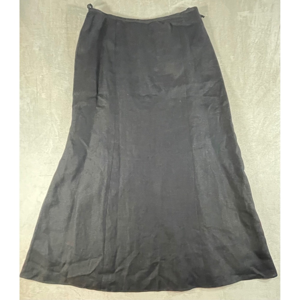 Talbots Irish Linen Skirt Women 8 Black Maxi A-Line Lined Professional Staple